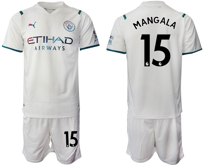 Men 2021-2022 Club Manchester City away White #15 Soccer Jersey